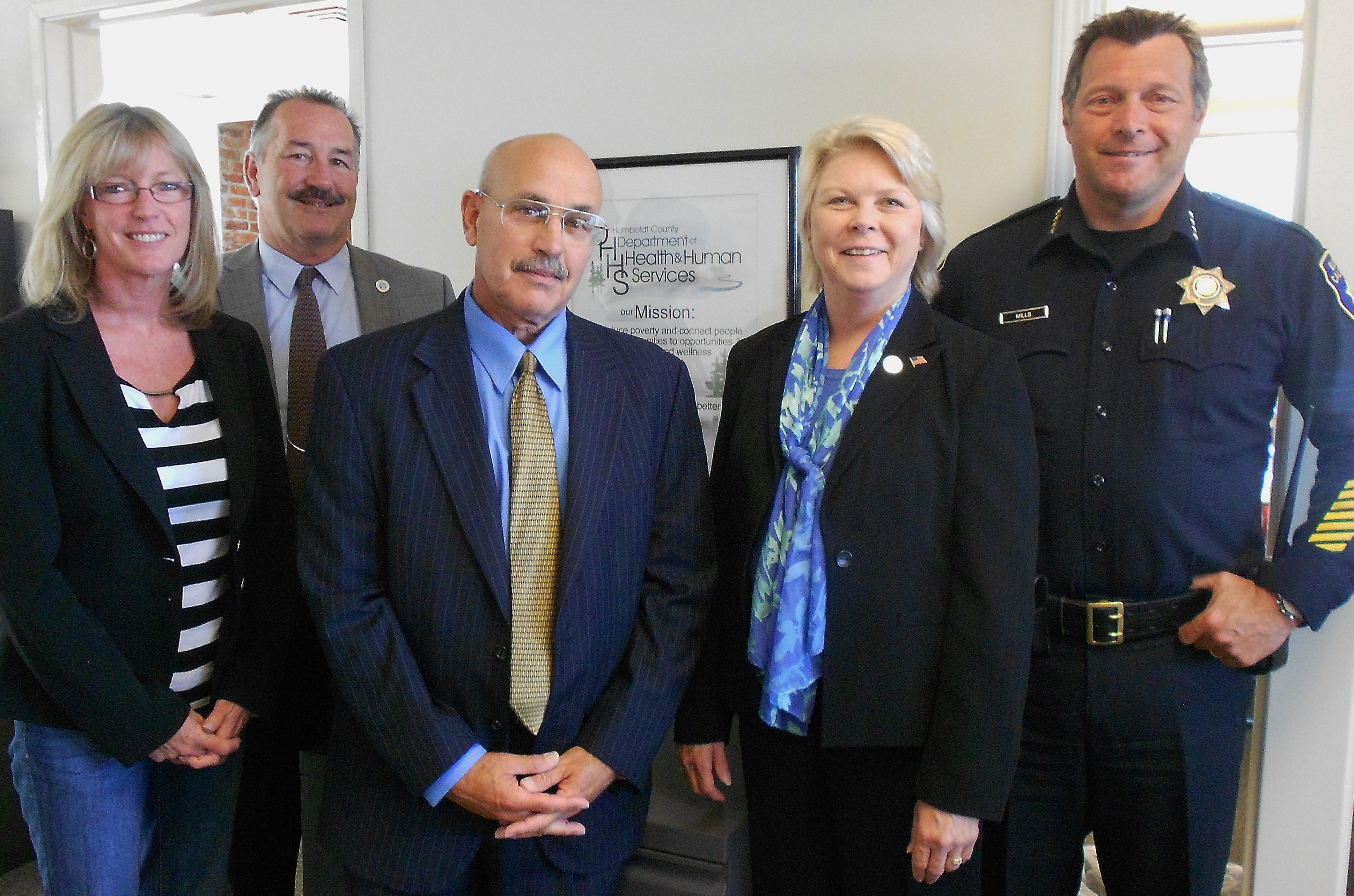 4th District Supervisor Virginia Bass, Eureka Councilman Mike Newman, DHHS Director Phillip R. Crandall, Eureka Councilwoman Melinda Ciarabellini and Eureka Police Chief Andrew Mills